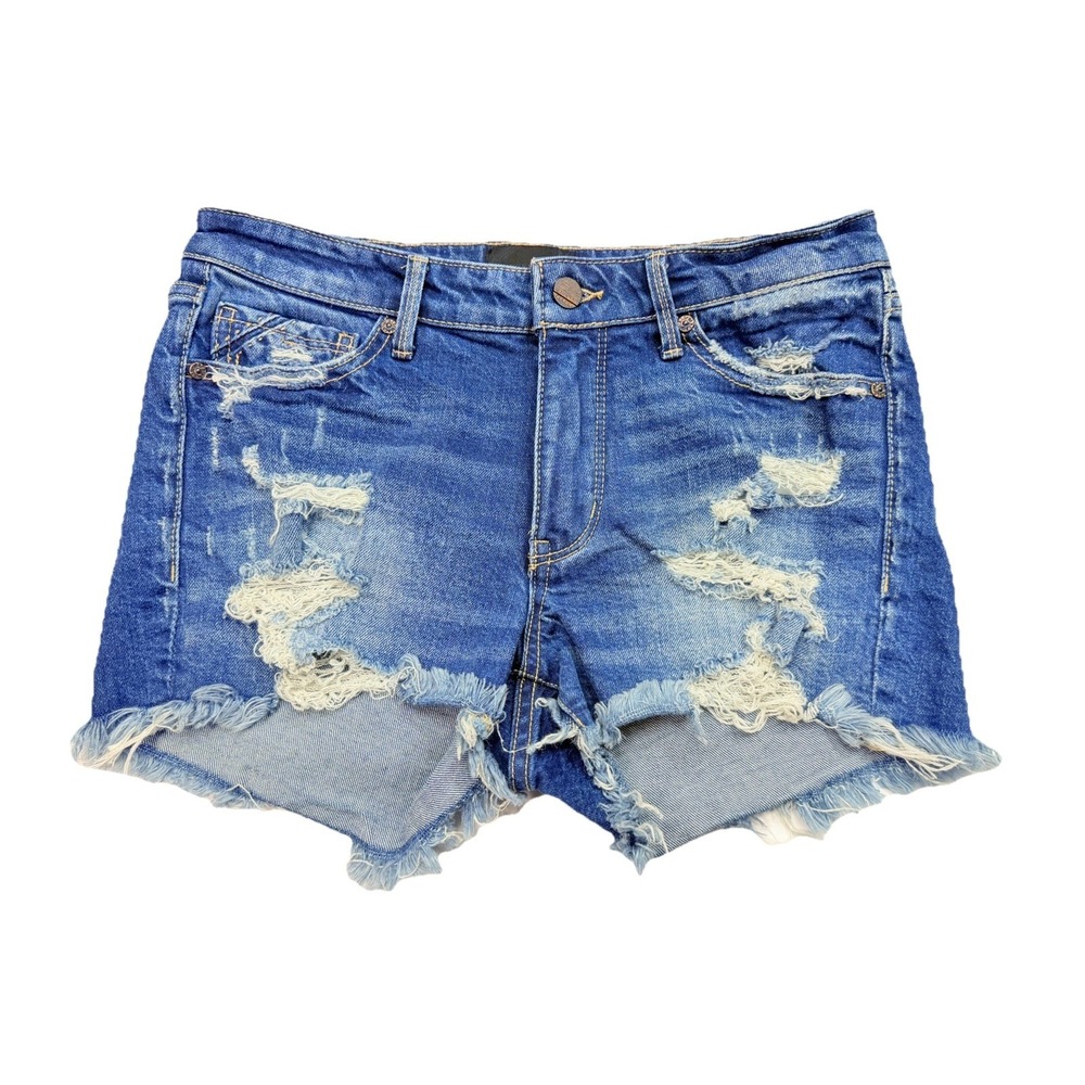Buckle Black Fit No. 53 Stretch Jean Shorts Mid Rise Light Distressed Denim 26